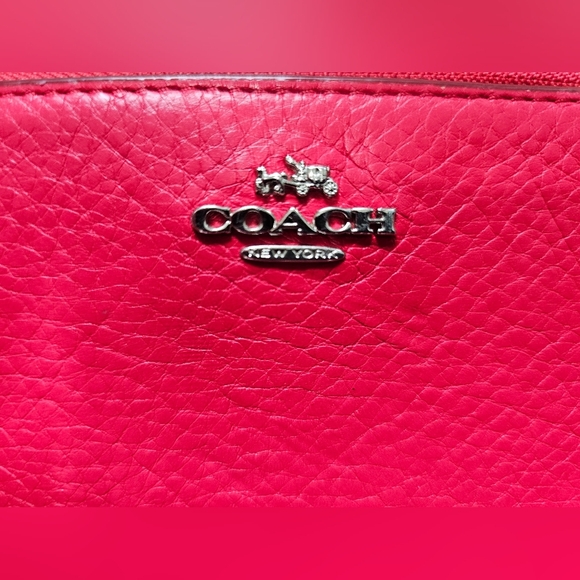 Coach Red Leather Wallet/Wristlet Dual Zipper With Coin Slot, Awesome Condition! - Picture 2 of 12